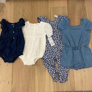 NWT or worn once Cat & Jack or Carters 18 month old one piece outfits